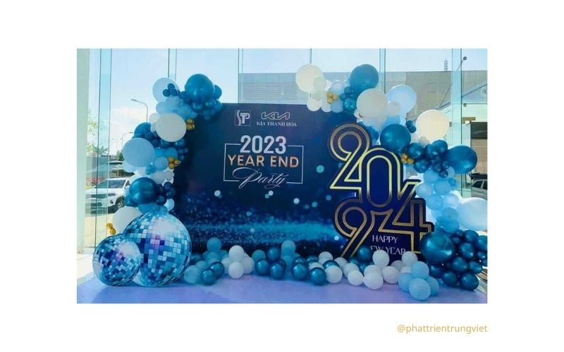 Backdrop year end party làm phông nền, sân khấu